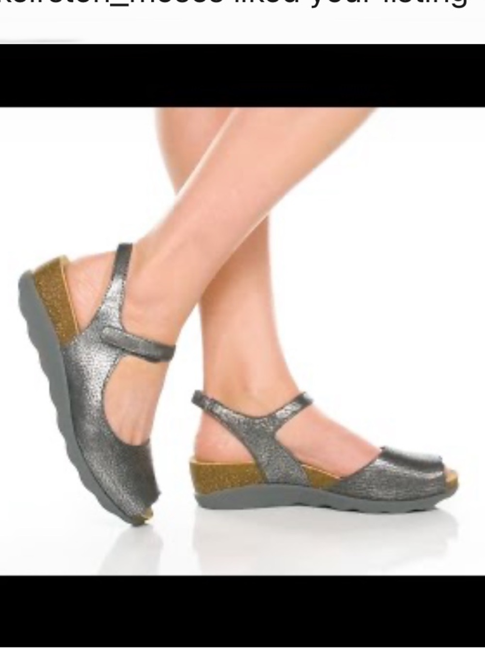 Dansko Marcy Metallic Silver Ankle Strap Wedge Sandals Womenโs Size 39